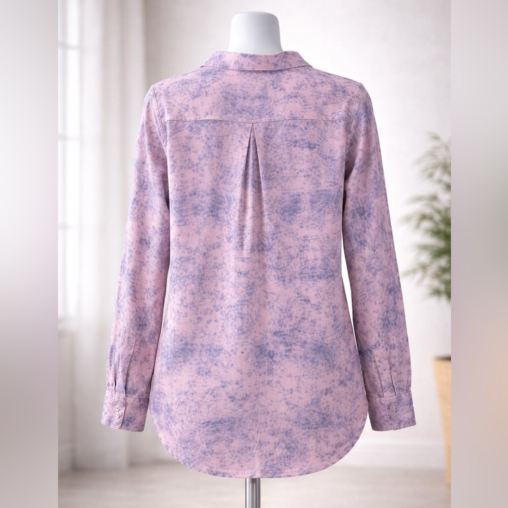 Soft Girl Tie Dye Button Down Blouse Pink Purple Boho Casual Top Small - Picture 2 of 10
